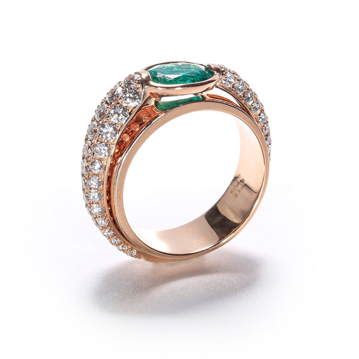 Emerald & Diamond Statement Ring in Rose Gold