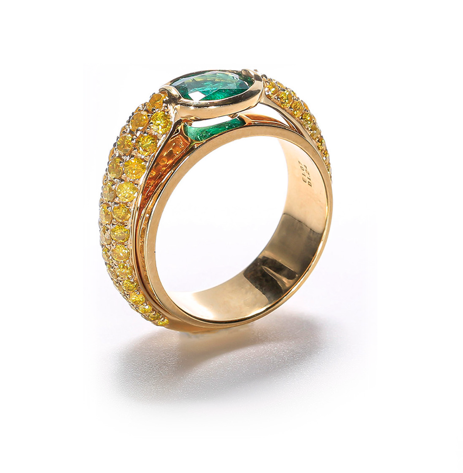 Emerald & Diamond Statement Ring in Yellow Gold