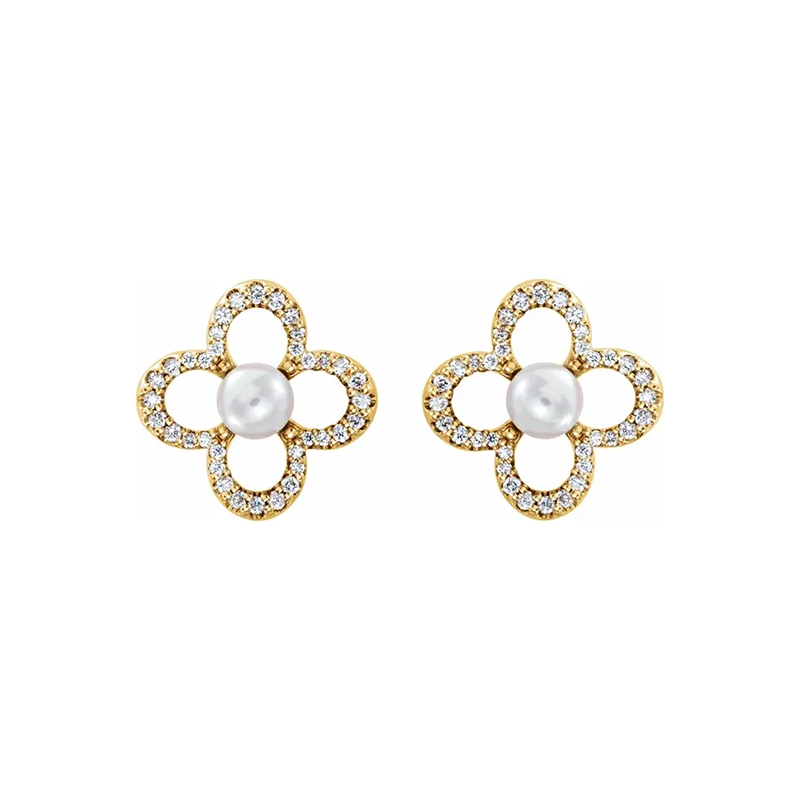 Lucky-Lady Pearl & Diamond Earrings