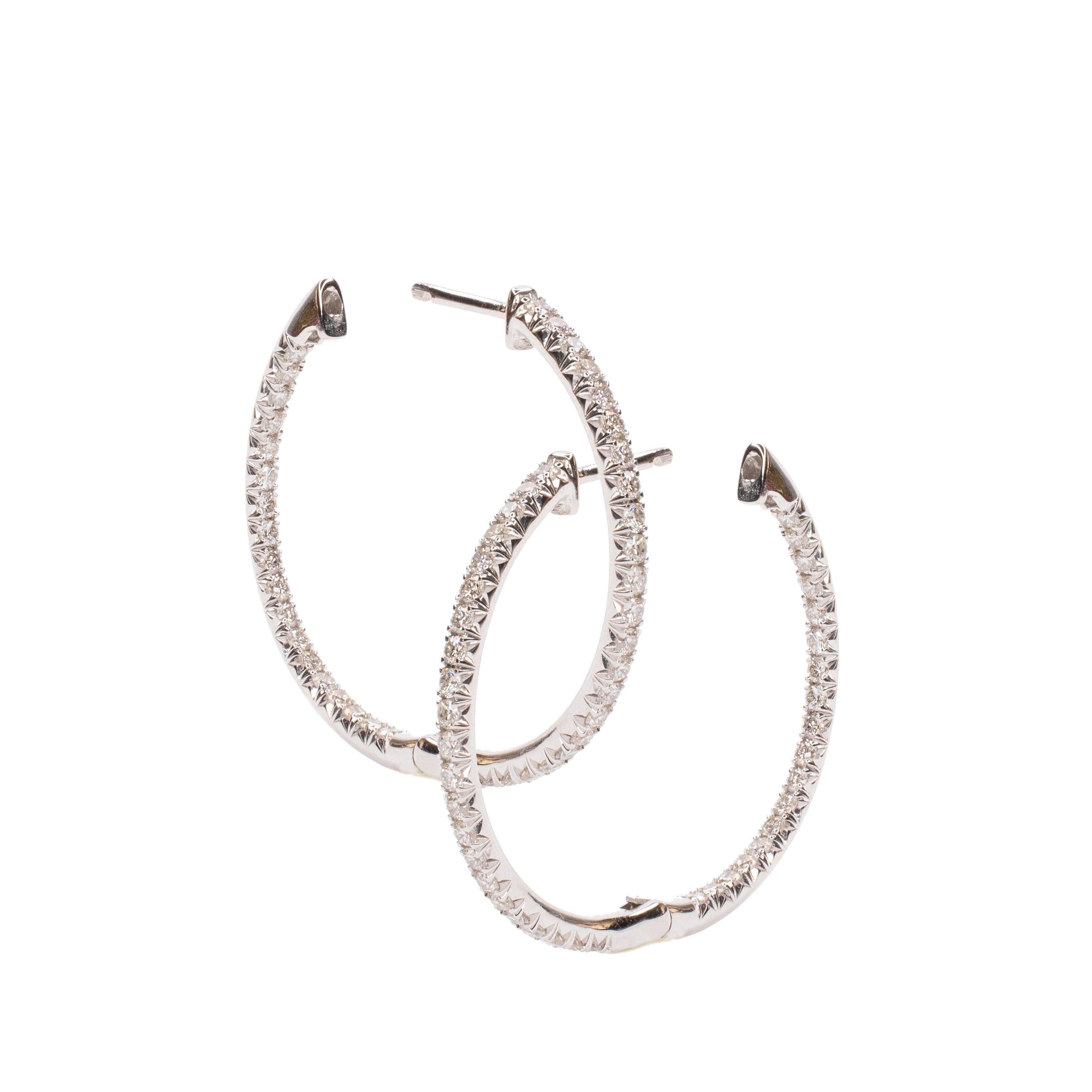 Medium Diameter Inside-Out Diamond Hoop Earrings - Lumije New York