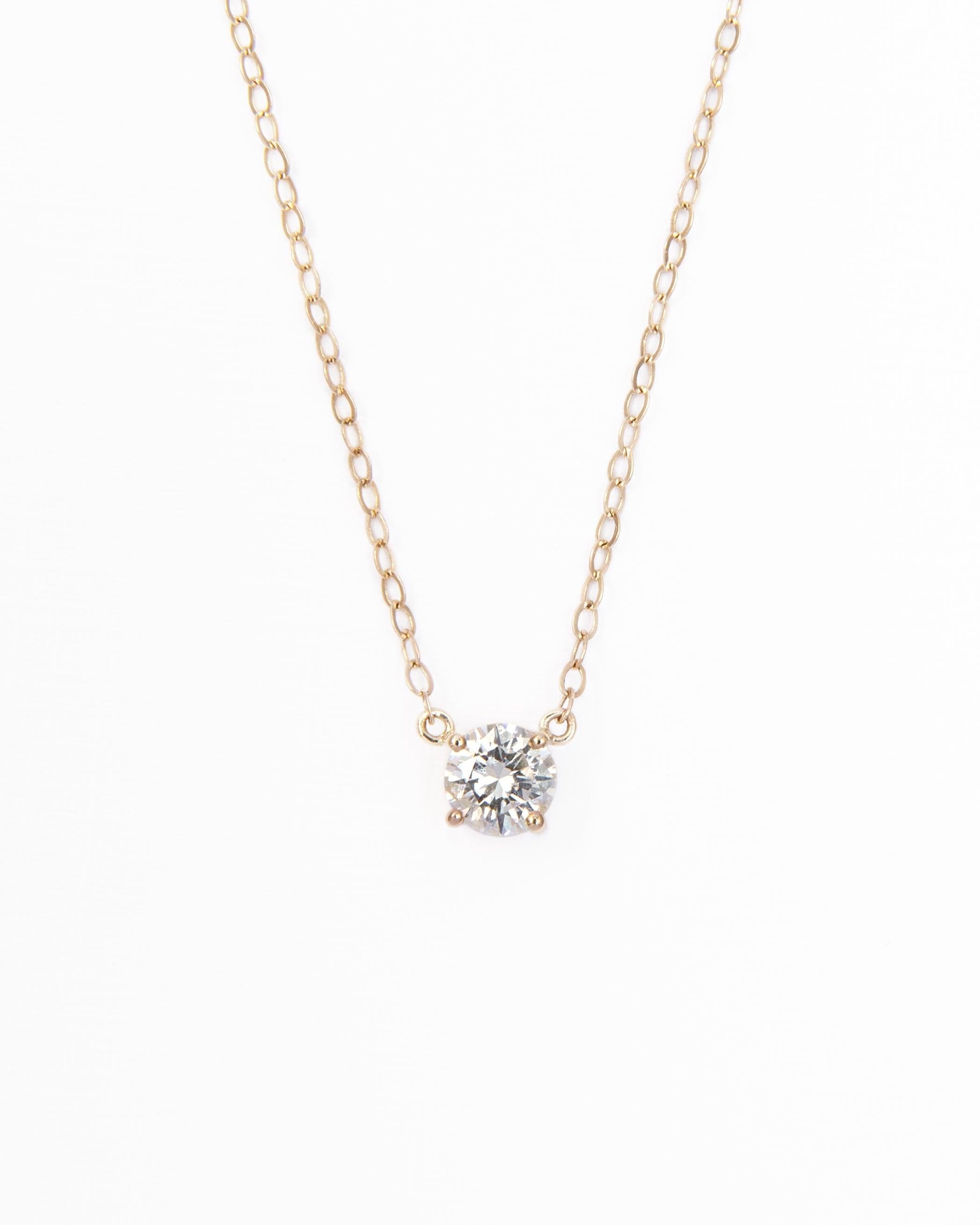 Never Alone Solitaire Diamond Pendant in 14K Gold